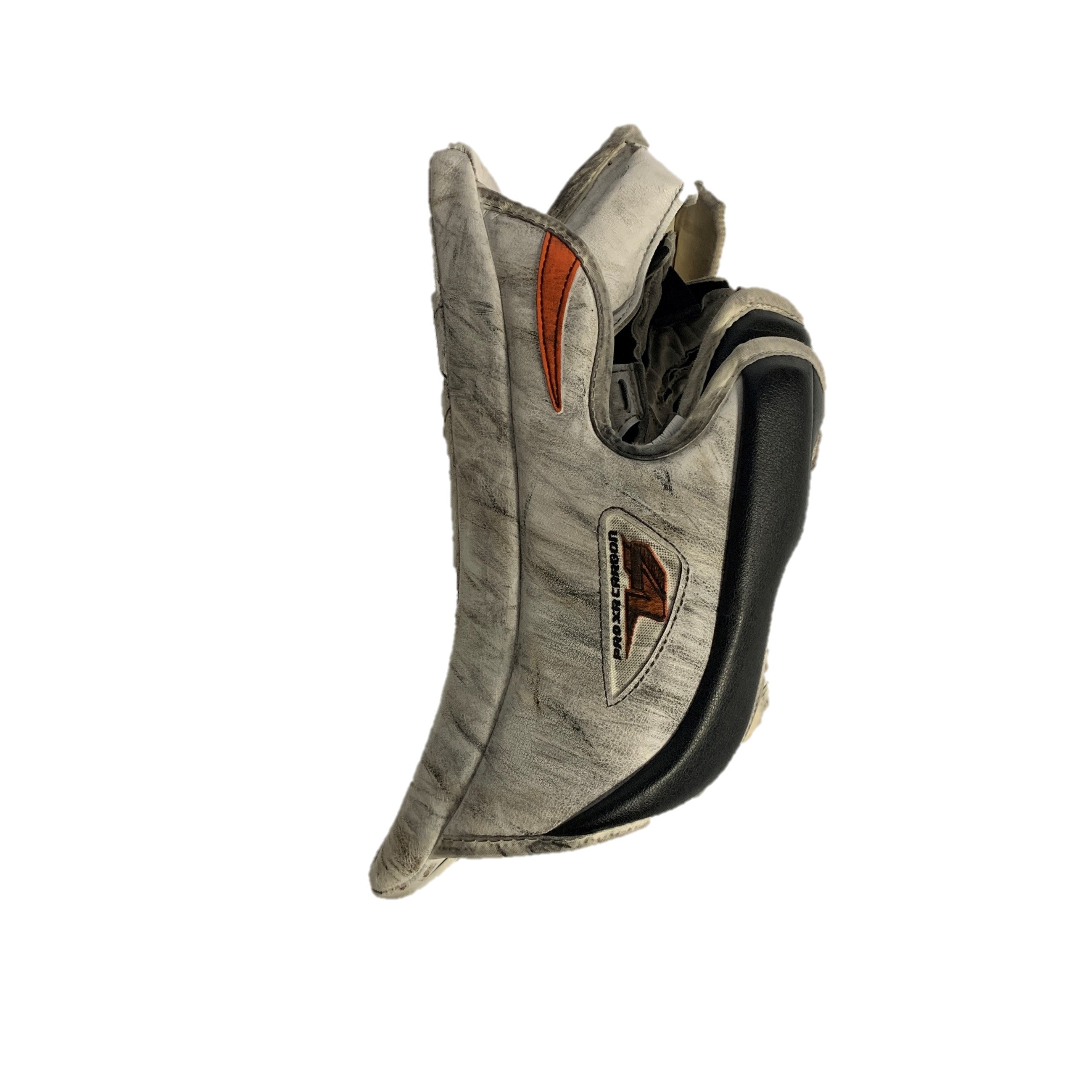 Vaughn Velocity V7 Pro XR - Bloqueur de gardien de but professionnel d'occasion - Droitier complet - (Blanc/Noir/Orange)